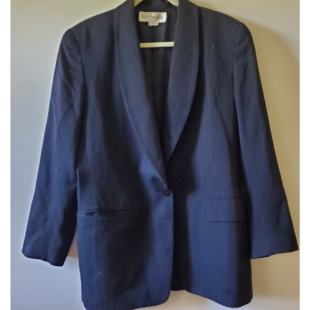 Jones New York Women's Black Wool Blazer Jacket Size 12 Made In USA